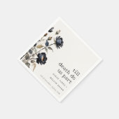 Elegante Gotische Dunkle Wasserfarbe Schwarze Rose Serviette (Ecke)