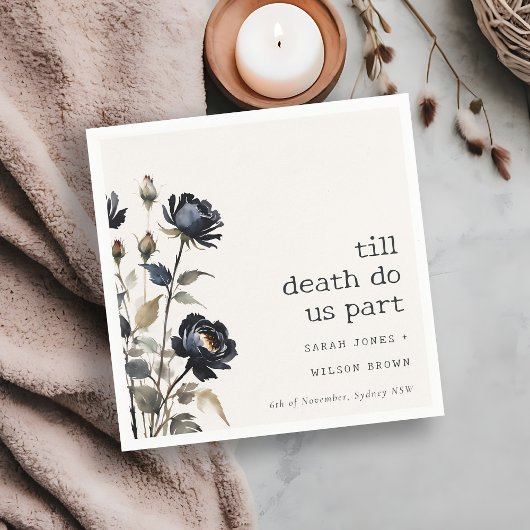 Elegante Gotische Dunkle Wasserfarbe Schwarze Rose Serviette