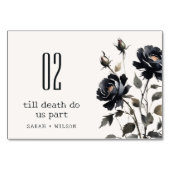 Elegante Gotische Dunkle Wasserfarbe Schwarze Rose Tischnummer (Rückseite)