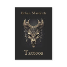 Elegante Gotische Fantasie Wolf Skull Black & Gold