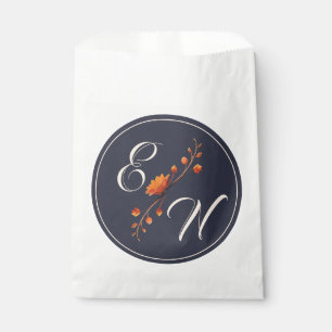 Elegante gotische Floral-Monogramm-Hochzeitsgesche Geschenktütchen