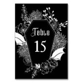 Elegante gotische florale Hochzeitsempfehlung schw Tischnummer (Vorderseite)