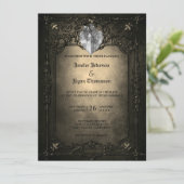 Elegante gotische Halbzeitschrift Hochzeit Einladu Einladung (Stehend Vorderseite)