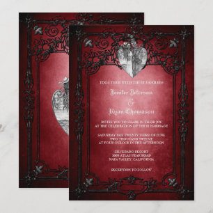 Elegante gotische Halbzeitschrift Hochzeit Einladu Einladung