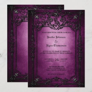 Elegante gotische Halbzeitschrift Hochzeit Einladu Einladung
