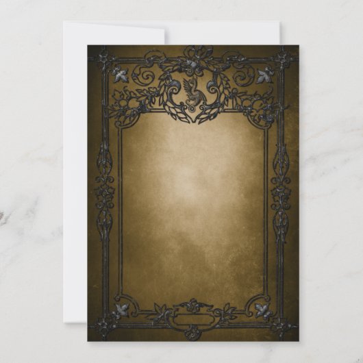 Elegante gotische Halbzeitschrift Hochzeit Einladu Einladung (Rückseite)