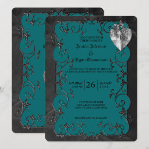 Elegante gotische Halloween-Hochzeitseinladung Einladung