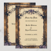 Elegante gotische Halloween Save the Date Einladun Einladung (Vorne/Hinten)