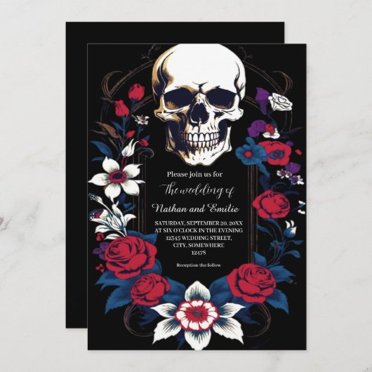 Elegante Gotische Hochzeit Einladung (Vorne/Hinten)