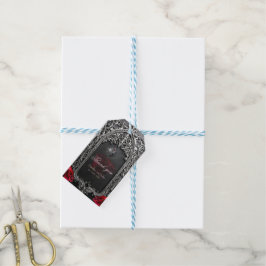 Elegante gotische Hochzeitsrosen-Rahmen Geschenkanhänger
