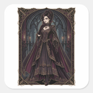 Elegante gotische Königin viktorianische Dark Art Quadratischer Aufkleber