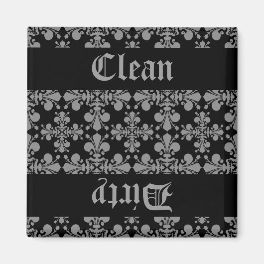 Elegante gotische Lilie Damask sauber schmutzig Magnet (Vorne)