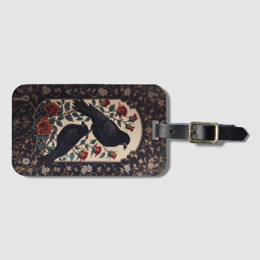 Elegante gotische Ravens mit Rose Gepäckanhänger (Vorderseite (Horizontal))