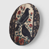 Elegante gotische Ravens mit Rose Große Wanduhr (Winkel)