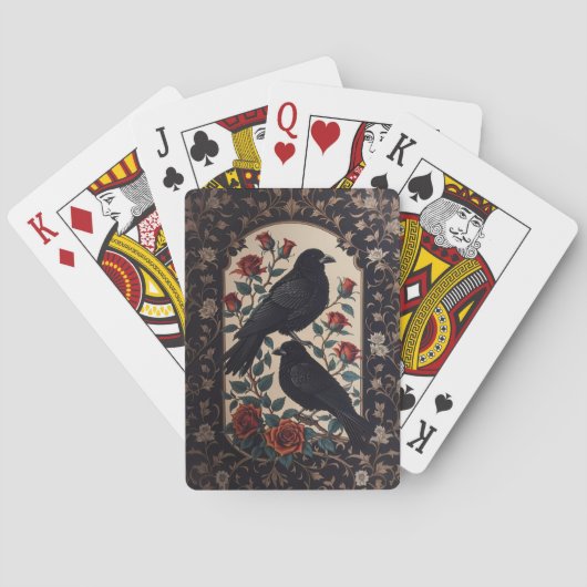 Elegante gotische Ravens mit Rose Spielkarten (Rückseite)