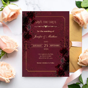 Elegante gotische Romanze Hochzeit Save-the-Date-K
