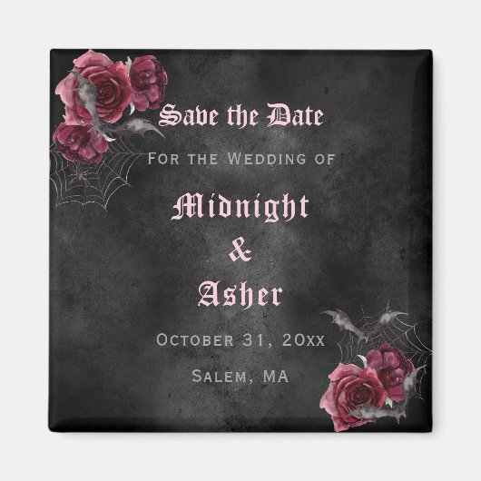 Elegante gotische Rose Save the Date Magnet (Vorne)