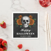Elegante gotische Rose & Skull Happy Halloween Serviette (Beispiel)