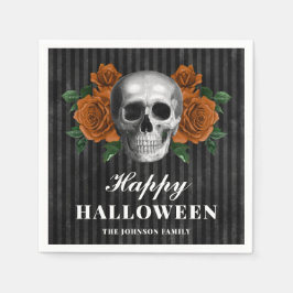 Elegante gotische Rose & Skull Happy Halloween Serviette