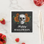 Elegante gotische Rose & Skull Happy Halloween Serviette (Beispiel)