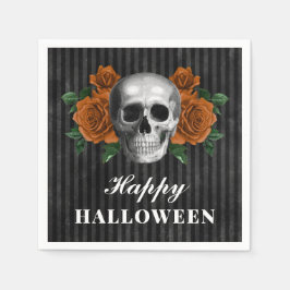 Elegante gotische Rose & Skull Happy Halloween Serviette