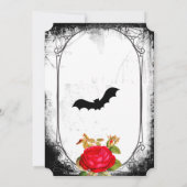 Elegante gotische rote Rosen Save the Date Einladung (Rückseite)