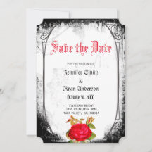Elegante gotische rote Rosen Save the Date