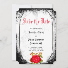 Elegante gotische rote Rosen Save the Date Einladung