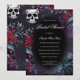 Elegante gotische Schädel- und Rosen-Brautparty Einladung