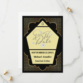 Elegante gotische Schwarz-Gold-Save the Date-Karte Save The Date