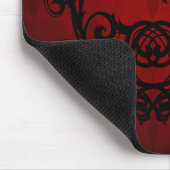 Elegante gotische Vampir-Damast in Rot und Schwarz Mousepad (Ecke)