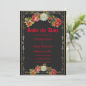 Elegante Gotische Vintage Blume Save the Date Einladung (Stehend Vorderseite)