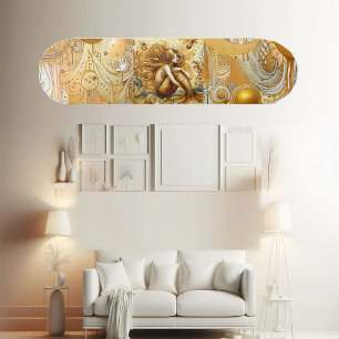 Elegante göttliche Goldmeerjungfrau mythische grie Skateboard