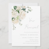 Elegante Göttliche Weiße Rosen & Sage Vow Erneueru Einladung (Vorderseite)