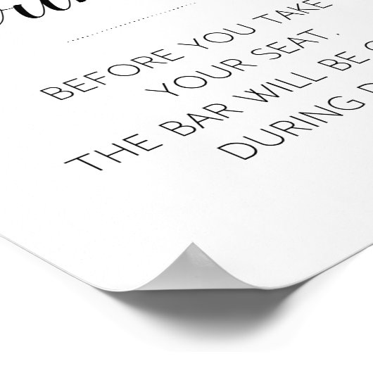 Elegante Grab A Drink Wedding Bar Sign Poster (Ecke)