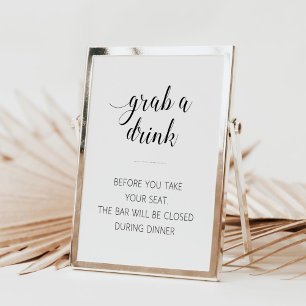 Elegante Grab A Drink Wedding Bar Sign Poster