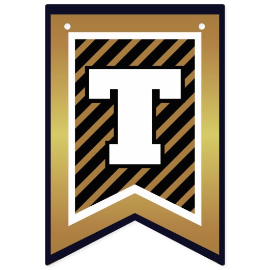 Elegante Grabungen Schwarz und Imitate Gold Wimpelkette (Elfte Fahne)