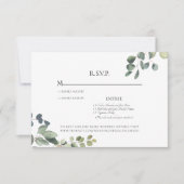 Elegante Grace Eucalyptus Sage Wedding RSVP Card (Vorderseite)
