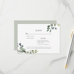 Elegante Grace Eucalyptus Sage Wedding RSVP Card
