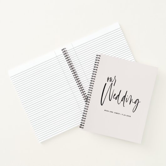 Elegante Graceful Script Ecru Hochzeitspläne Notizblock (Innenseite)