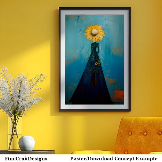 Elegante Graceful Tall Willowy Sonnenblume Girl C2 Poster