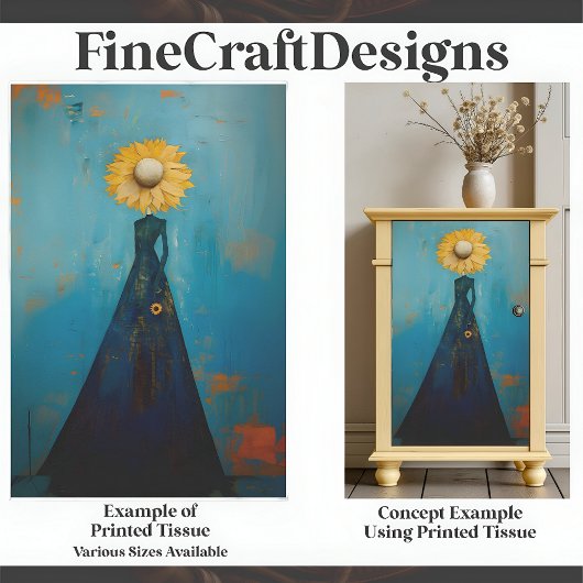 Elegante Graceful Tall Willowy Sonnenblume Girl C2 Seidenpapier