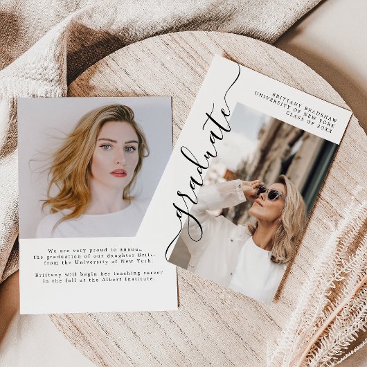 Elegante Graduate 2 Foto Abschluss Ankündigung