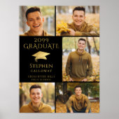 Elegante Graduate Black Gold 5 Foto Collage Poster (Vorne)