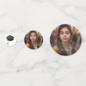 Elegante Graduate Foto Black Graduation Cap Konfetti (Vorderseiten)