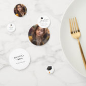 Elegante Graduate Foto Black Graduation Cap Konfetti (Gruppe)