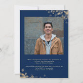 Elegante Graduate Foto Blue Navy Ankündigung (Rückseite)