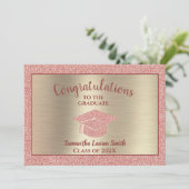 Elegante Graduate Pink Gold Sparkle Class of 2020 Ankündigung (Stehend Vorderseite)