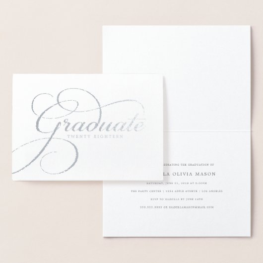 Elegante Graduate Real Foil Script Folienkarte (Anzeige)
