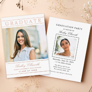 Elegante Graduate Rose Gold Foto Graduation Party Folieneinladung